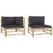 Bay Isle Home™ Patio Lounge Set w/ Cushions Bamboo Wood/Wicker/Rattan in Gray/Black/Brown | 23.6 H x 25.6 W x 27.6 D in | Wayfair