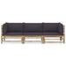Bay Isle Home™ 3 Piece Patio Lounge Set w/ Cushions Bamboo Wood in Gray/Black | 23.6 H x 27.6 W x 27.6 D in | Wayfair