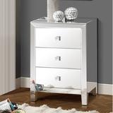 Mercer41 Luigino 3 - Drawer Mirrored Accent Chest Wood in Gray/Brown | 24 H x 16.5 W x 12 D in | Wayfair C380EF98AC924FDABBA36B7245408E5F