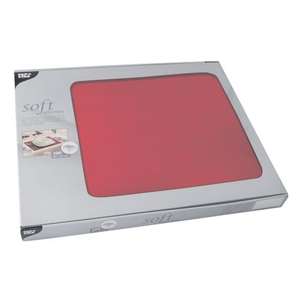 Papstar 100 Tischsets 30x40 cm einfarbig »soft collection« rot, 40 cm Image
