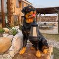 Garden Solar Powered LED Light, Rottweiler Dog Statues with Solar Lamp, Home Garden Decoration, Waterproof Lantern Ornament, for Yard Backyard Balcony Patio Path