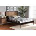 Baxton Studio Elston Mid-Century Modern Charcoal Finished Wood and Synthetic Rattan Queen Size Platform Bed - Wholesale Interiors MG0056-Walnut-Rattan-Black-Queen