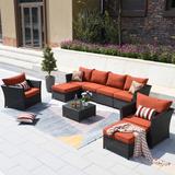 OVIOS Patio Furniture 9-piece Cushioned Wicker Outdoor Sectional Set