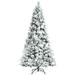 7 Feet Snow Flocked Hinged Christmas Tree with Berries and Poinsettia Flowers - 7FT