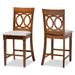 Violet Modern and Contemporary Grey Fabric Upholstered and Walnut Brown Finished Wood 2-Piece Counter Height Pub Chair Set