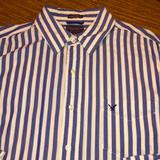 American Eagle Outfitters Shirts | American Eagle Vintage Slim Fit Striped Shirt L | Color: Blue/White | Size: L