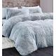 YORKSHIRE HOMEWARE Long Fluffy Teddy Duvet Cover Sets,Pillow Case Hug And Snug Fleece Faux Fur Easy Quilt Bedding (Silver, King)