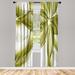 East Urban Home Microfiber Floral Semi-Sheer Rod Pocket Curtain Panels Microfiber in Green/Blue | 95 H in | Wayfair