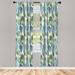 East Urban Home Microfiber Floral Semi-Sheer Rod Pocket Curtain Panels Microfiber in Blue/Green/White | 63 H in | Wayfair