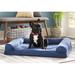 FurHaven Quilted Orthopedic Bolster Sofa Pet Bed Memory Foam in Blue | 6 H x 30 W x 20 D in | Wayfair 45337405