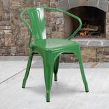 Flash Furniture Hucheson Metal Indoor-Outdoor Chair w/ Arms Metal in Green | 28 H x 22 W x 19 D in | Wayfair CH-31270-GN-GG