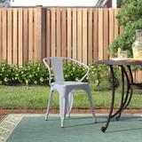 Flash Furniture Hucheson Metal Indoor-Outdoor Chair w/ Arms Metal in Gray | 28 H x 22 W x 19 D in | Wayfair CH-31270-SIL-GG