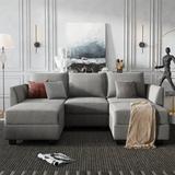 Gray Sectional - Latitude Run® Manusite Modular Reversible Sectional Sofa Upholstered Sofa Couch w/ Chaise Polyester | Wayfair