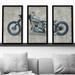 Williston Forge Lets Roll II Grunge - 3 Piece Picture Frame Graphic Art Plastic/Acrylic in Blue/Gray | 40.5 H x 25.5 W x 1 D in | Wayfair