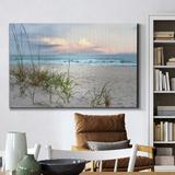 Beachcrest Home™ Beach Driftwood - Wrapped Canvas Print Metal in Blue/Gray/Green | 40 H x 60 W x 1 D in | Wayfair F38C6FE3577346AB9F95B969F6B8700E