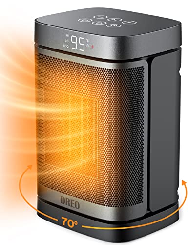 Dreo Space Heater – 70°Oscillating Portable Heater with Thermostat, 1500W PTC Ceramic Heater with 4 Modes, 12h Timer, Safety & Fast - Quiet Heat, Small Electric Heaters for Indoor Use, Bedroom, Office