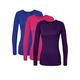 SIVVAN Scrubs for Women - Long Sleeve Comfort Underscrub Tee Multicolor 3-Pack - S85003M - Royal Blue/Fuchsia/Purple - M