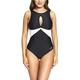 Zoggs Women's Lattice Tie Back Eco Fabric One Piece Swimsuit, Black/White, 34-Inch/UK 10