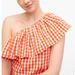 J. Crew Tops | J. Crew Cotton Poplin Ruffle-Shoulder Top, Nwt | Color: Red/White | Size: 4