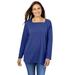 Plus Size Women's Perfect Long-Sleeve Square-Neck Tee by Woman Within in Ultra Blue (Size 34/36) Shirt