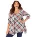 Plus Size Women's Impossibly Soft Cardigan & Tank Duet by Catherines in Gunmetal Plaid (Size 5X)