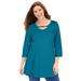 Plus Size Women's Seasonless Swing Tunic by Catherines in Deep Teal (Size 5X)