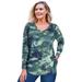 Plus Size Women's Washed Thermal V-Neck Tee by Woman Within in Pine Pretty Tie Dye (Size 34/36) Shirt