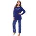 Plus Size Women's Long Sleeve Knit PJ Set by Dreams & Co. in Evening Blue Flowers (Size 30/32) Pajamas