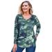 Plus Size Women's Washed Thermal V-Neck Tee by Woman Within in Pine Pretty Tie Dye (Size 38/40) Shirt