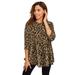 Plus Size Women's Stretch Knit Swing Tunic by Jessica London in Natural Bold Leopard (Size 12) Long Loose 3/4 Sleeve Shirt