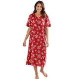 Plus Size Women's Long Print Sleepshirt by Dreams & Co. in Classic Red Winter Snow (Size 5X/6X) Nightgown