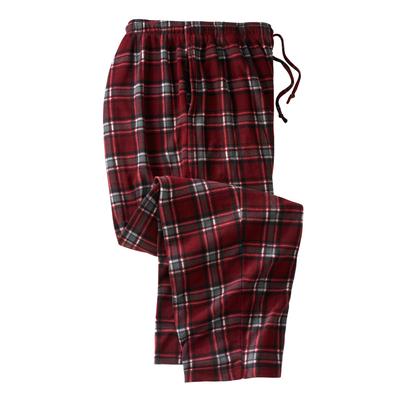 Men's Big & Tall Microfleece Pajama Pants by KingSize in Rich Burgundy Plaid (Size 6XL) Pajama Bottoms