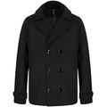 Tokyo Laundry Men's Uxmal Double Breasted Pea Coat with Funnel Neck Insert - Black - M