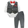 mintgreen Baby Boys Formal Outfit Suit Newborn Gentleman Wedding Waistcoat Tuxedo Long Sleeve Winter 3 Pieces Bodysuit, Grey, 3-6 Months