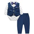 mintgreen Baby Boys Formal Outfit Suit Newborn Gentleman Wedding Waistcoat Tuxedo Long Sleeve Winter 3 Pieces Bodysuit Navy Blue, 6-9 Months