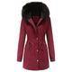 IceyZoey Women Winter Jackets Faux Fur Puffer Jacket Thicken Parka with Hood Plus Size Warm Outerwear Overcoat Claret XL