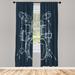 East Urban Home Microfiber Floral Semi-Sheer Rod Pocket Curtain Panels Microfiber in Green/Blue/White | 95 H in | Wayfair