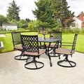 MEOOEM Outdoor Metal Patio Dining Table w/ Umbrella Hole, Metal Steel Square Backyard Bistro Table For Garden, Poolside, Backyard Metal | Wayfair