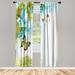 East Urban Home Microfiber Floral Semi-Sheer Rod Pocket Curtain Panels Microfiber in Green/Blue/Yellow | 63 H in | Wayfair