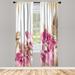 East Urban Home Microfiber Floral Semi-Sheer Rod Pocket Curtain Panels Microfiber in Pink/White/Brown | 63 H in | Wayfair