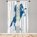 East Urban Home Microfiber Floral Semi-Sheer Rod Pocket Curtain Panels Microfiber in Green/Blue | 95 H in | Wayfair