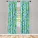 East Urban Home Microfiber Floral Semi-Sheer Rod Pocket Curtain Panels Microfiber in Green/Blue | 63 H in | Wayfair