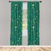 East Urban Home Microfiber Floral Semi-Sheer Rod Pocket Curtain Panels Microfiber in Green/Blue | 28" W x 95" L | Wayfair