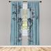 East Urban Home Microfiber Floral Semi-Sheer Rod Pocket Curtain Panels Microfiber in Green/Blue | 95 H in | Wayfair