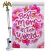 Ornament Collection Best Mom 2-Sided Polyester 40 x 28 in. Flag Set in Indigo/Pink/Yellow | 40 H x 28 W in | Wayfair