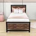 Sand & Stable™ Troy Bed, Metal and Wood Bed Frame w/ Headboard and Footboard Metal in White/Black | 40 H x 39 W x 78 D in | Wayfair