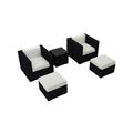 Wade Logan® Suffern 5 Piece Sunbrella Seating Group Set w/ Cushions in Black | Outdoor Furniture | Wayfair 39755EEBEE9047F292E28882F541D950