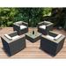 Wade Logan® Suffern 5 Piece Rattan Sunbrella Seating Group w/ Cushions in Gray | Outdoor Furniture | Wayfair DB07EA804C3440A0BB460B8622CB8486