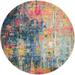 Blue/Pink 63 x 0.5 in Area Rug - Ivy Bronx Velva Abstract Blue/Yellow/Pink Area Rug Polypropylene | 63 W x 0.5 D in | Wayfair