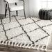 Gray/White 72 x 0.25 in Area Rug - Langley Street® Twinar Geometric Hand Knotted Off White/Dark Gray Shag Area Rug | 72 W x 0.25 D in | Wayfair